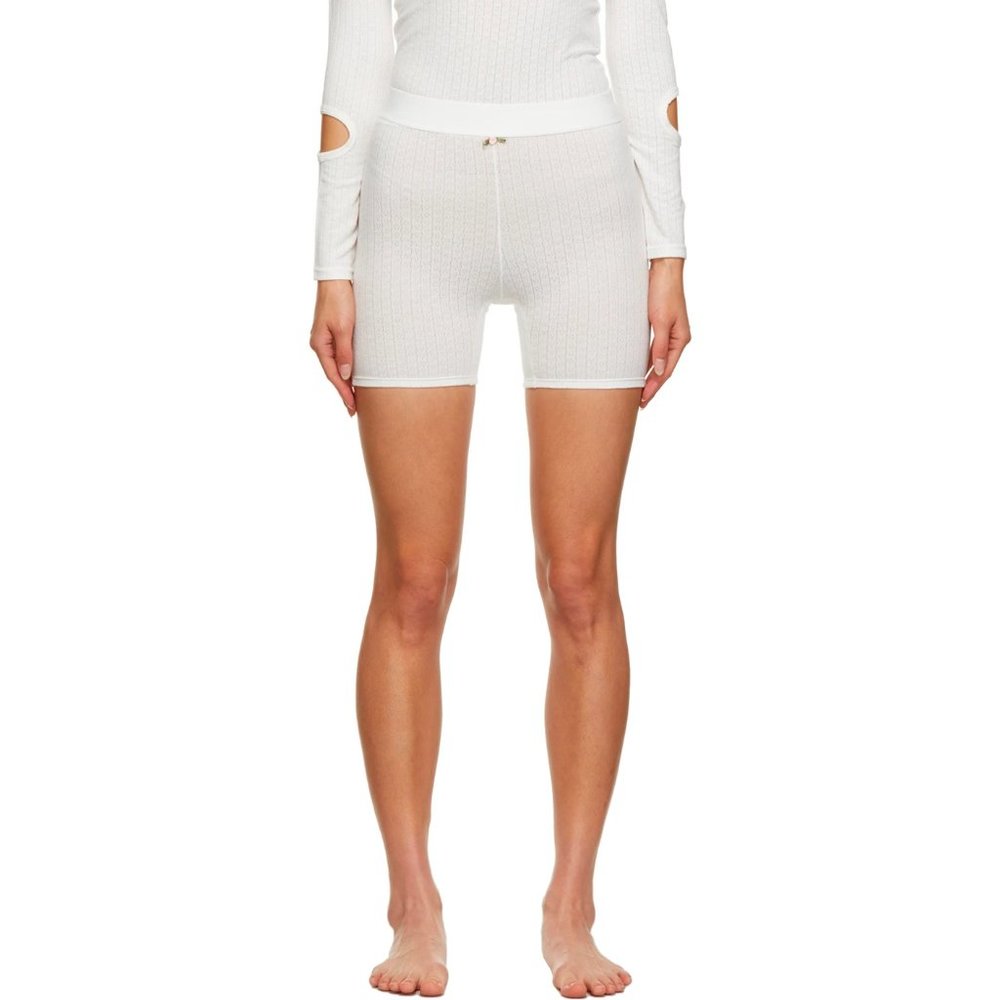 Sandy Liang Off-White Knit Pointelle Shrute Shorts, XS